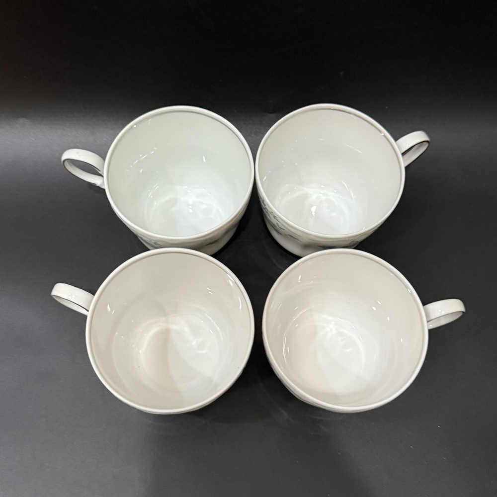 Set of 4 Vintage JOHANN HAVILAND Bavaria Germany Blue Garland Roses Tea Cups - Picture 3 of 10